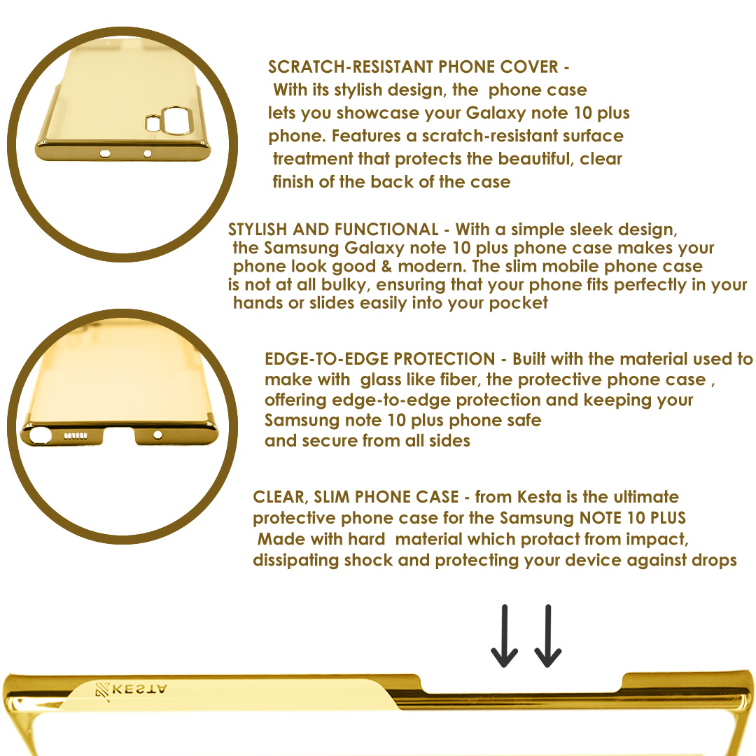 Samsung Note 10 Plus Cover - Noble Gold Transparent Case (Anti Yellowing Protection)